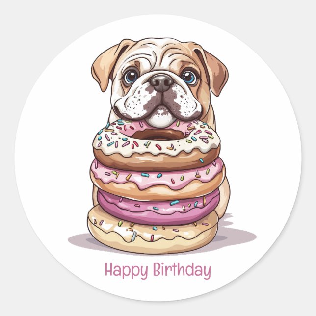 Sticker Rond Joyeux Bulldogs anglais (Devant)