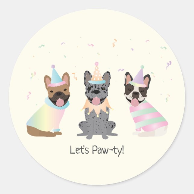 Sticker Rond Joyeux Bulldogs français (Devant)