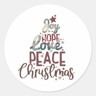 Sticker Rond Joyeux cadeau de Noël Amour Paix Noël