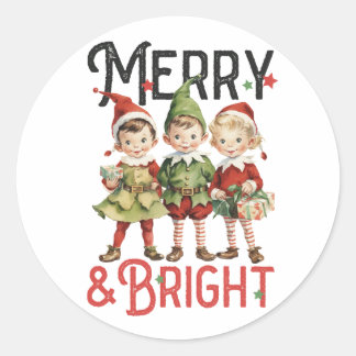 Sticker Rond Joyeux cadeau de Noël et lumineux
