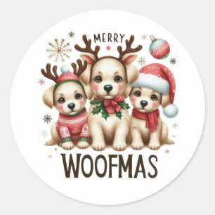 Sticker Rond Joyeux cadeau de Noël Woofmas