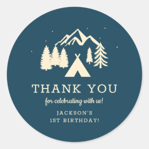 Sticker Rond Joyeux Camper Anniversaire Merci de fête