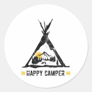 Sticker Rond Joyeux Camping Caravan Motorhome Cadeau