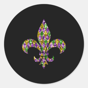 Sticker Rond Joyeux Carnaval Mardi Gras Nouvelle-Orléans Fleur