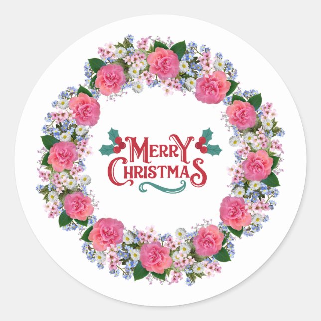 Sticker Rond Joyeux carte de visite de Noël (Devant)
