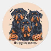 Joyeux chien Rottweiler Halloween Jack-o'-lantern