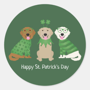 Sticker Rond Joyeux Chiens de l'épreuve d'or du Jour de la Sain