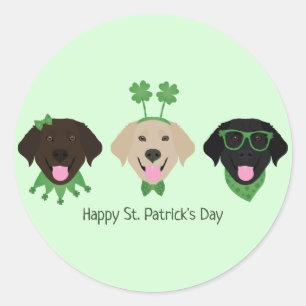 Sticker Rond Joyeux Chiens du Labrador Jour de la Saint Patrick