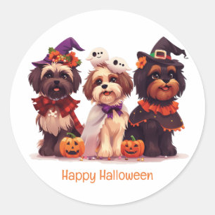 Sticker Rond Joyeux Chih Tzu Chih Dogs d'Halloween