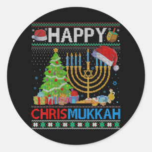 Sticker Rond Joyeux Chrismukkah Funny Jewish Christmas Hanoukka
