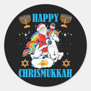 Sticker Rond Joyeux Chrismukkah Hanoukka Noël juif