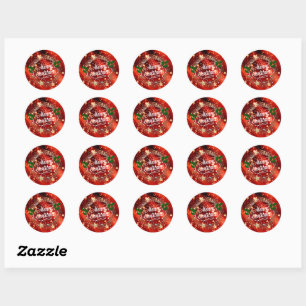 Sticker Rond Joyeux Christmans, parties scintillant et brillanc
