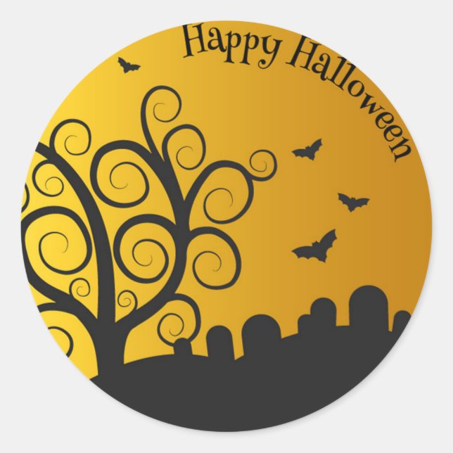 Sticker Rond Joyeux cimetière Halloween | Sceau à coller (Devant)