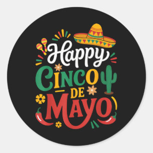 Sticker Rond Joyeux Cinco De Mayo Hommes Femmes