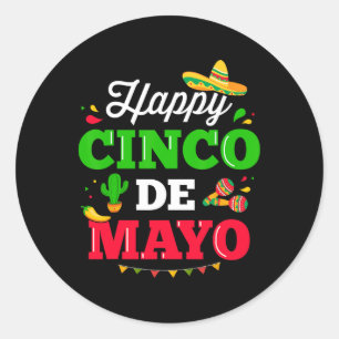 Sticker Rond Joyeux Cinco De Mayo Pour Costume De Fiesta Mexica