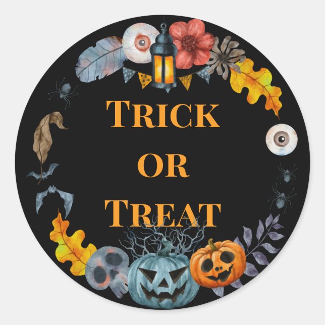 Sticker Rond Joyeux Citrouille du Costume Halloween (Devant)