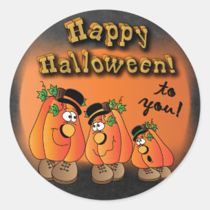 Sticker Rond Joyeux Citrouilles d'Halloween