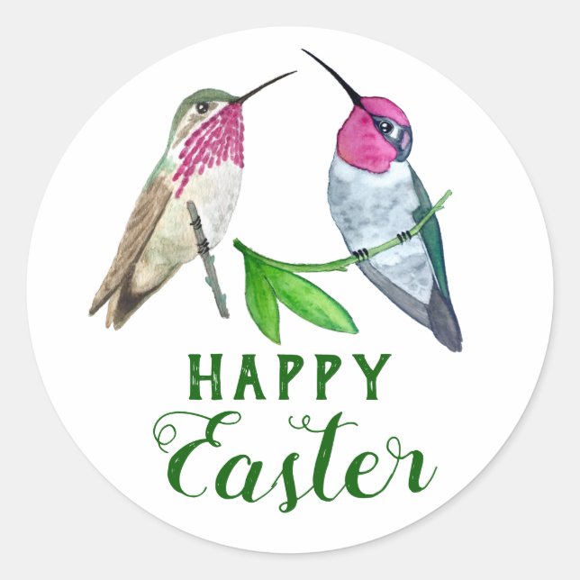 Sticker Rond Joyeux colibri de Pâques (Devant)
