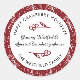 Sticker Rond Joyeux Cranberry Holidays Bourgogne Food Gift