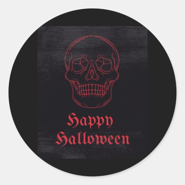 Sticker Rond Joyeux crâne d'Halloween (Devant)