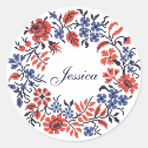 Sticker Rond Joyeux cycle des fleurs d'anniversaire
