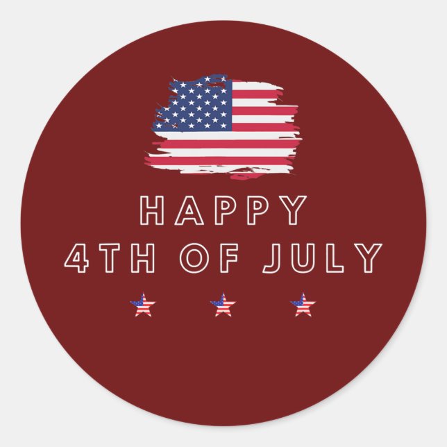 Sticker Rond Joyeux drapeau américain 4 juillet simple (Devant)