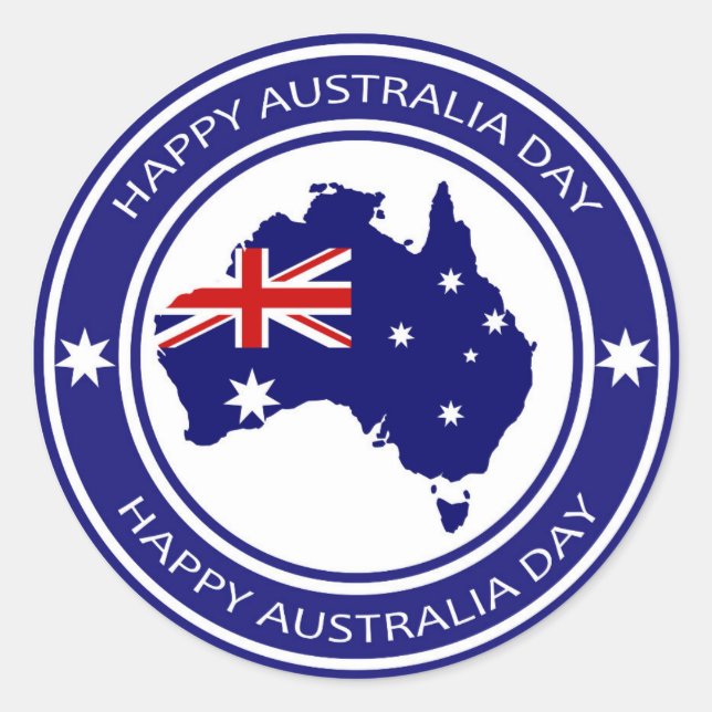 Sticker Rond Joyeux drapeau australien de la fête australienne (Devant)