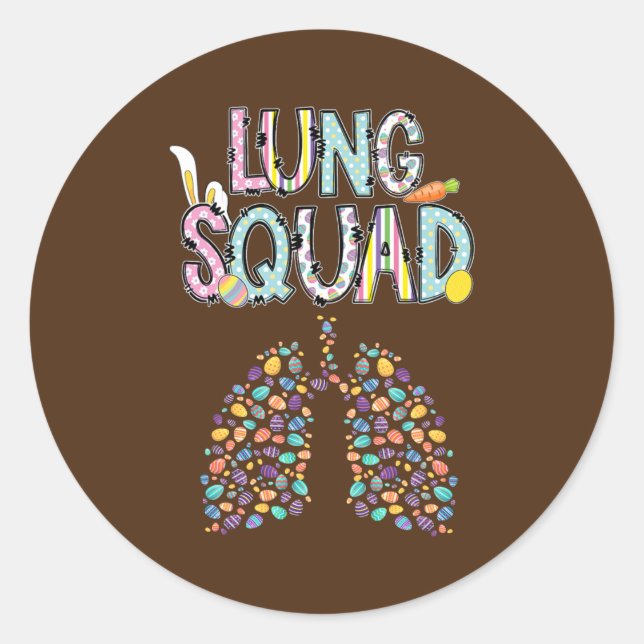 Sticker Rond Joyeux Easter Bunny Lung Squad RT Respiratoire (Devant)