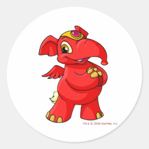 Sticker Rond Joyeux Eléphante rouge