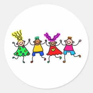 Sticker Rond Joyeux enfants