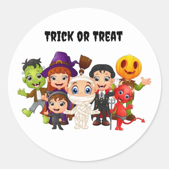 Sticker Rond Joyeux enfants d'Halloween (Devant)