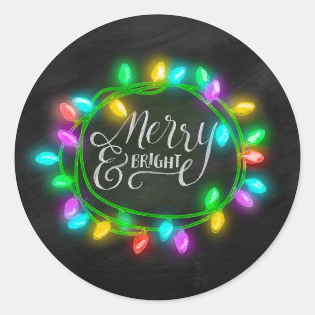 Sticker Rond Joyeux et brillant avec lumières (Devant)