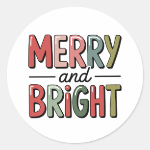 Sticker Rond Joyeux et brillant Noël Famille Noël Noël