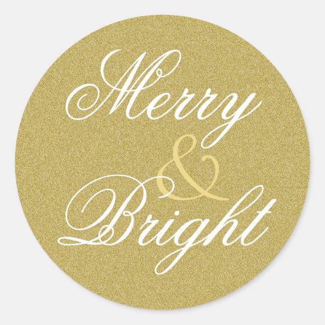 Sticker Rond Joyeux et brillant Parties scintillant or vacances (Devant)