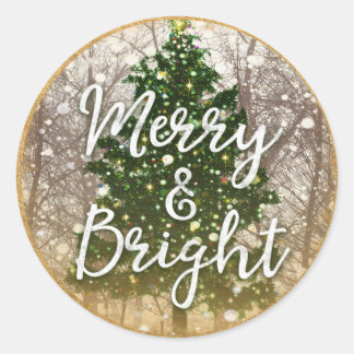 Sticker Rond Joyeux et brillants Noël
