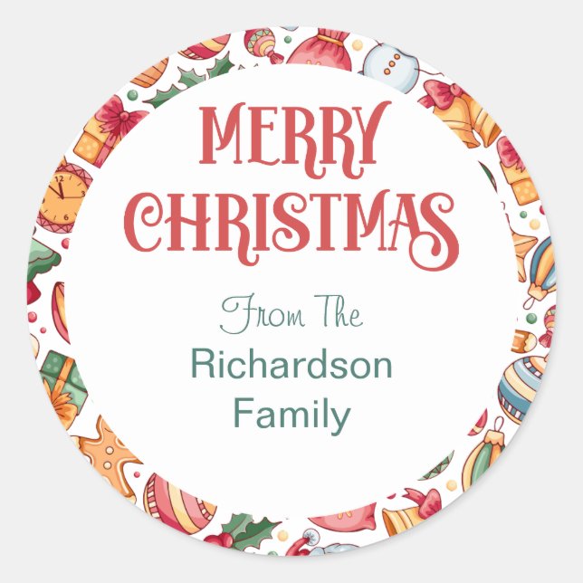 Sticker Rond Joyeux et festif Enveloppe Joyeux Noël (Devant)