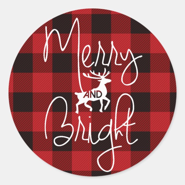 Sticker Rond Joyeux et lumineux | Rustic Plaid (Devant)