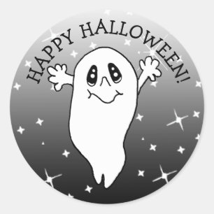 Sticker Rond Joyeux fantôme d'Halloween