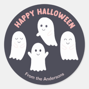 Sticker Rond Joyeux Fantômes conviviaux d'Halloween