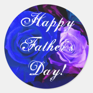 Sticker Rond Joyeux Fête des pères bleu violet Rose