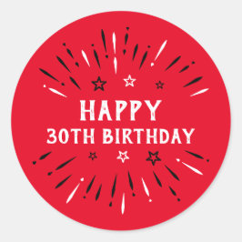 Sticker Rond Joyeux feu d'artifice du 30e anniversaire Rouge No