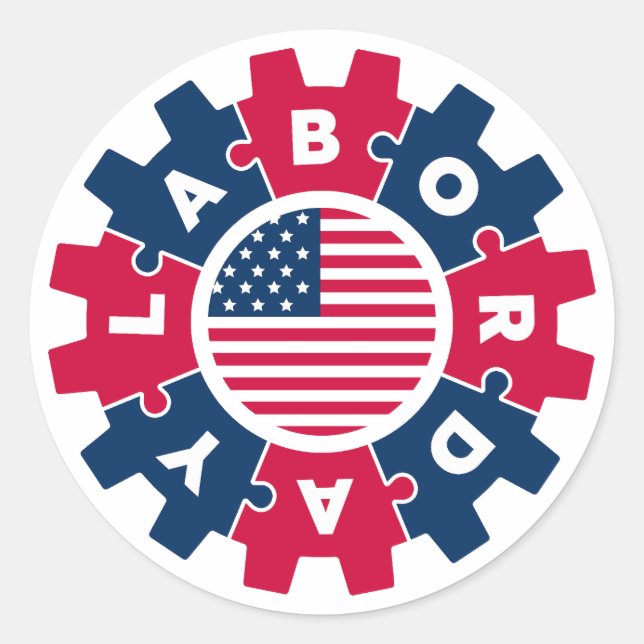 Sticker Rond Joyeux Fun de la fête du travail (Devant)