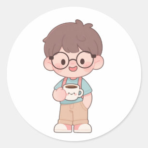 Sticker Rond 👦 Joyeux garçon