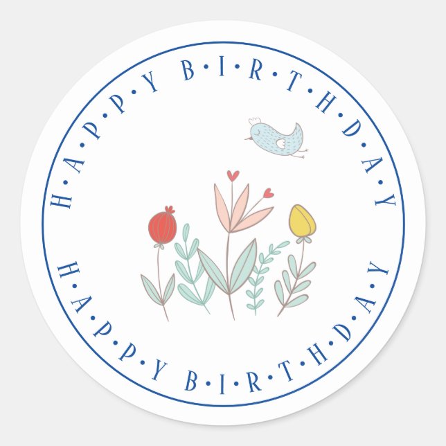 Sticker rond Joyeux Garden Bird Classic (Devant)