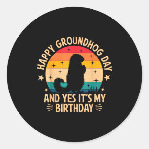 Sticker Rond Joyeux Groundhog Day Amoureux Garçons Filles Femm