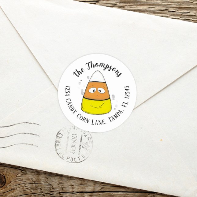 Sticker Rond Joyeux Halloween Bonbon Maïs Mignon Adresse de Ret (Créateur téléchargé)