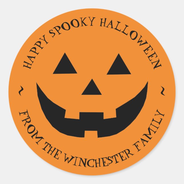 Sticker Rond Joyeux Halloween citrouille orange lanterne jack s (Devant)