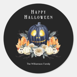 Sticker Rond Joyeux Halloween Citrouilles Samhain Sombres Crist