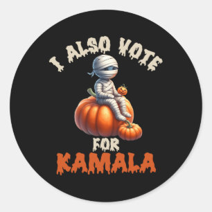 Sticker Rond Joyeux Halloween comme maman avec Citrouille sculp