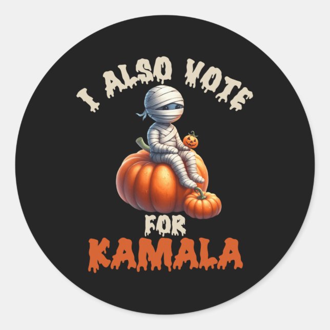 Sticker Rond Joyeux Halloween comme maman avec Citrouille sculp (Devant)